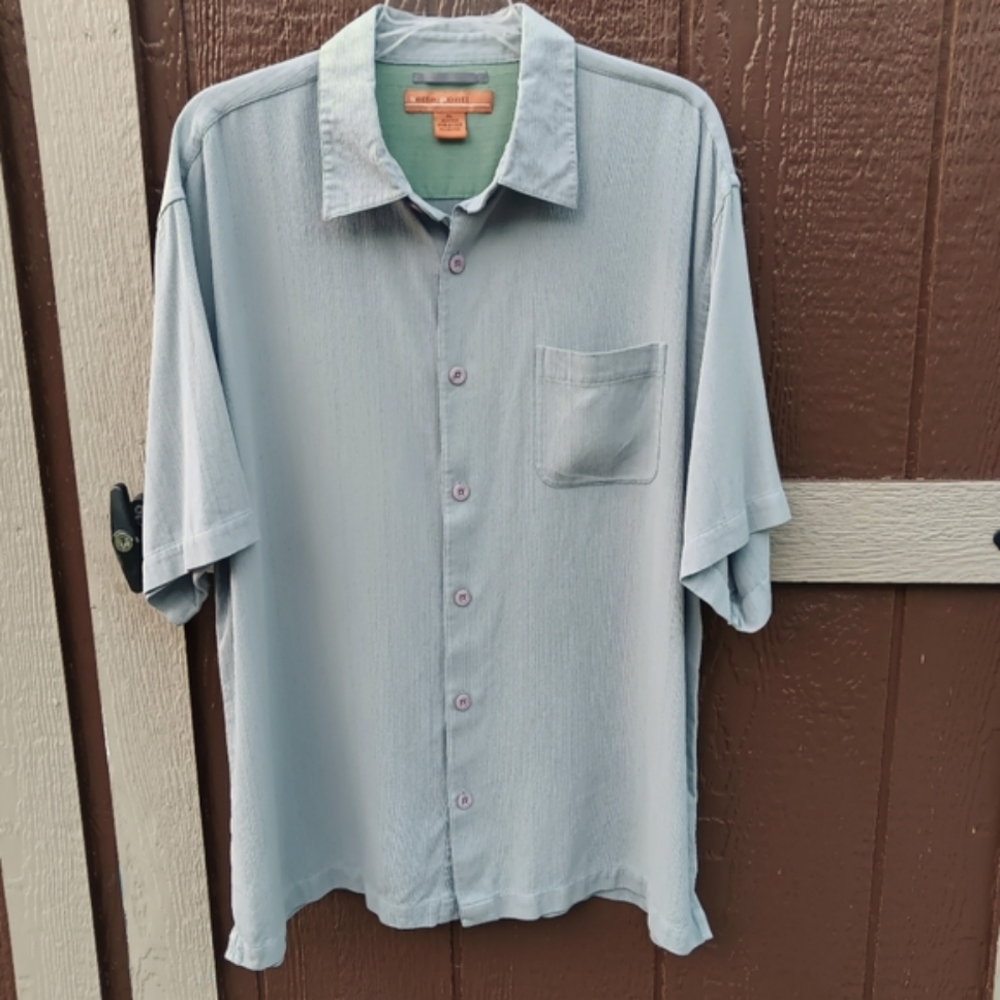 SETTE PONTI Men's Silk Short Sleeve Button-Up Shirt XL
